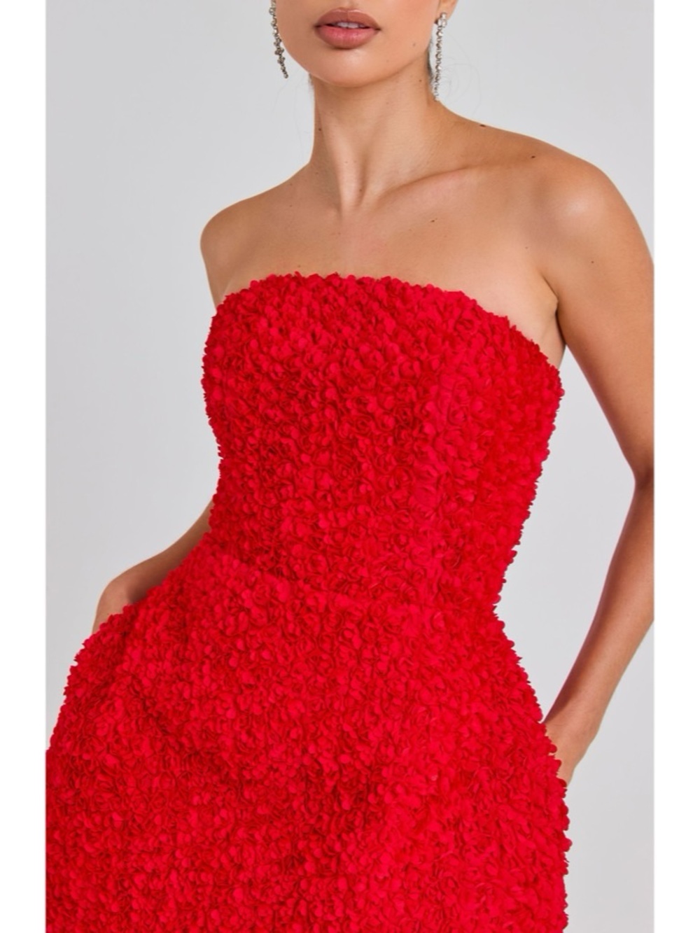 Nadine Merabi Maisy 3d Tulip Floral Strapless Mini Dress Size 8 Like New — image 4 of 8